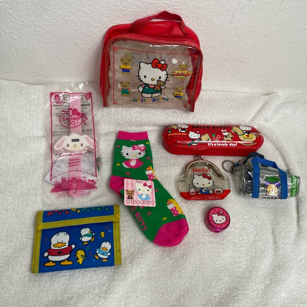 Vintage Sanrio Hello Kitty + Friends Mini Pouches Coin Purse Socks Wallet Watch
